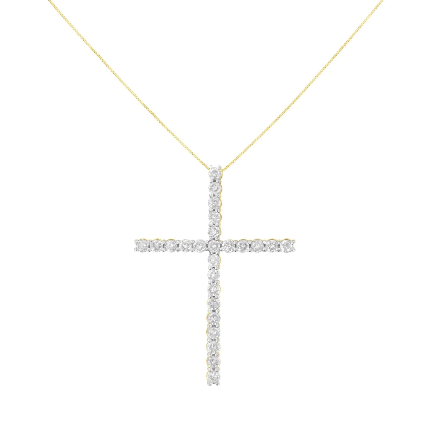 .925 Sterling Silver 2 1/2 cttw Diamond Cross Pendant Necklace (H-I, I2-I3) WEM Support (www.WEM.support)
