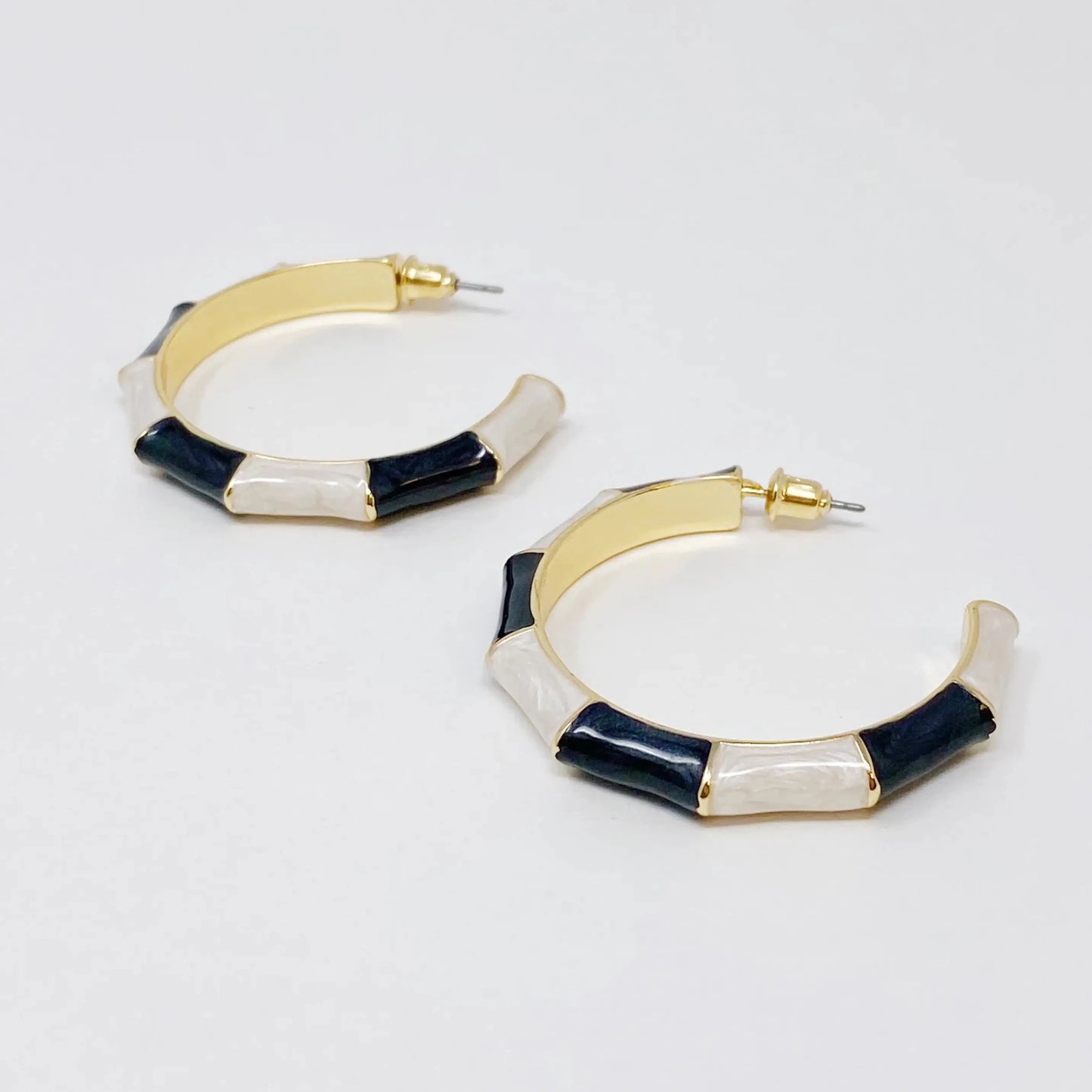 Color Block Bamboo Hoop Earrings - Catch Cards