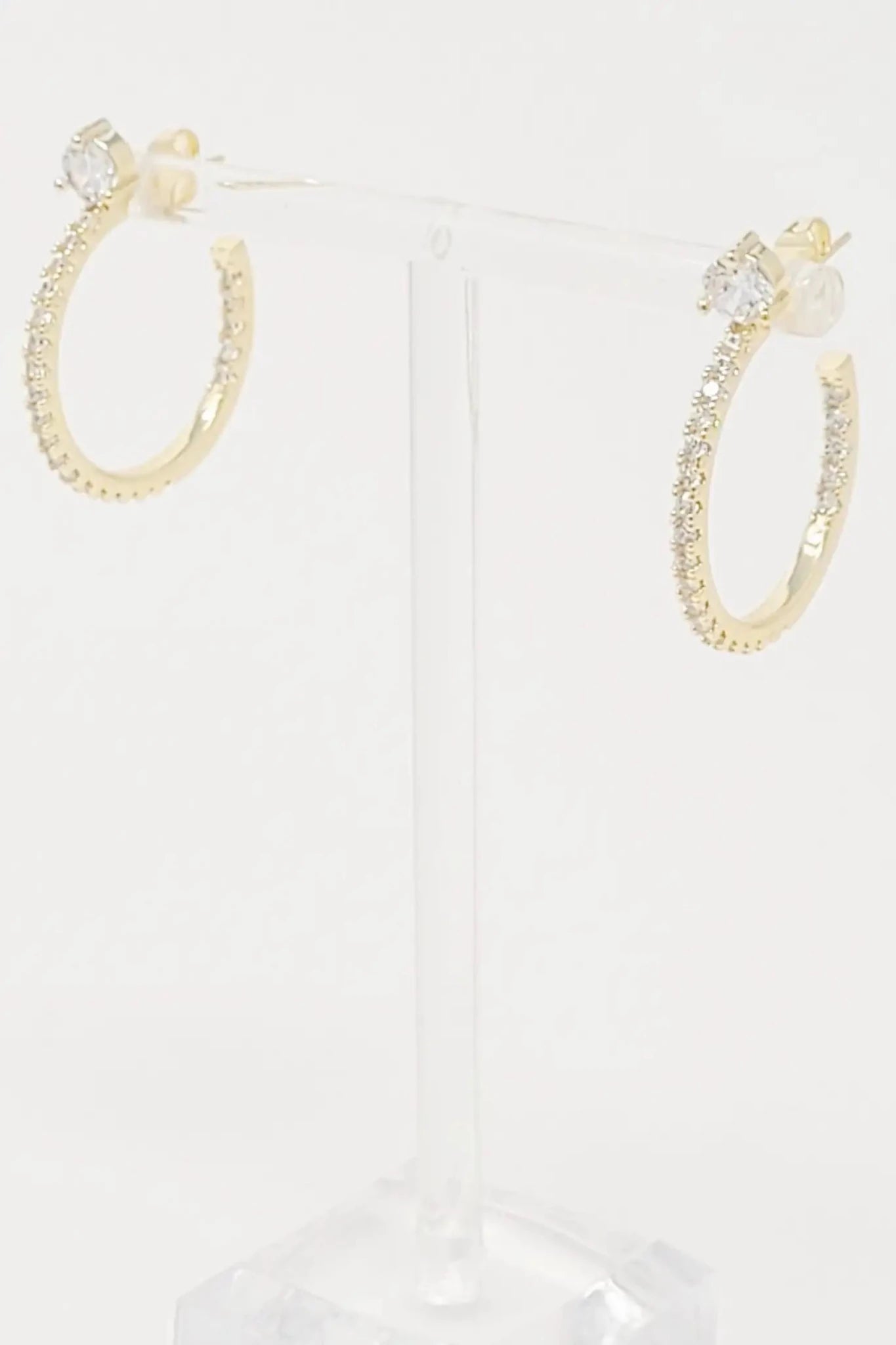 Diamond On Top Hoop Earrings - Catch Cards
