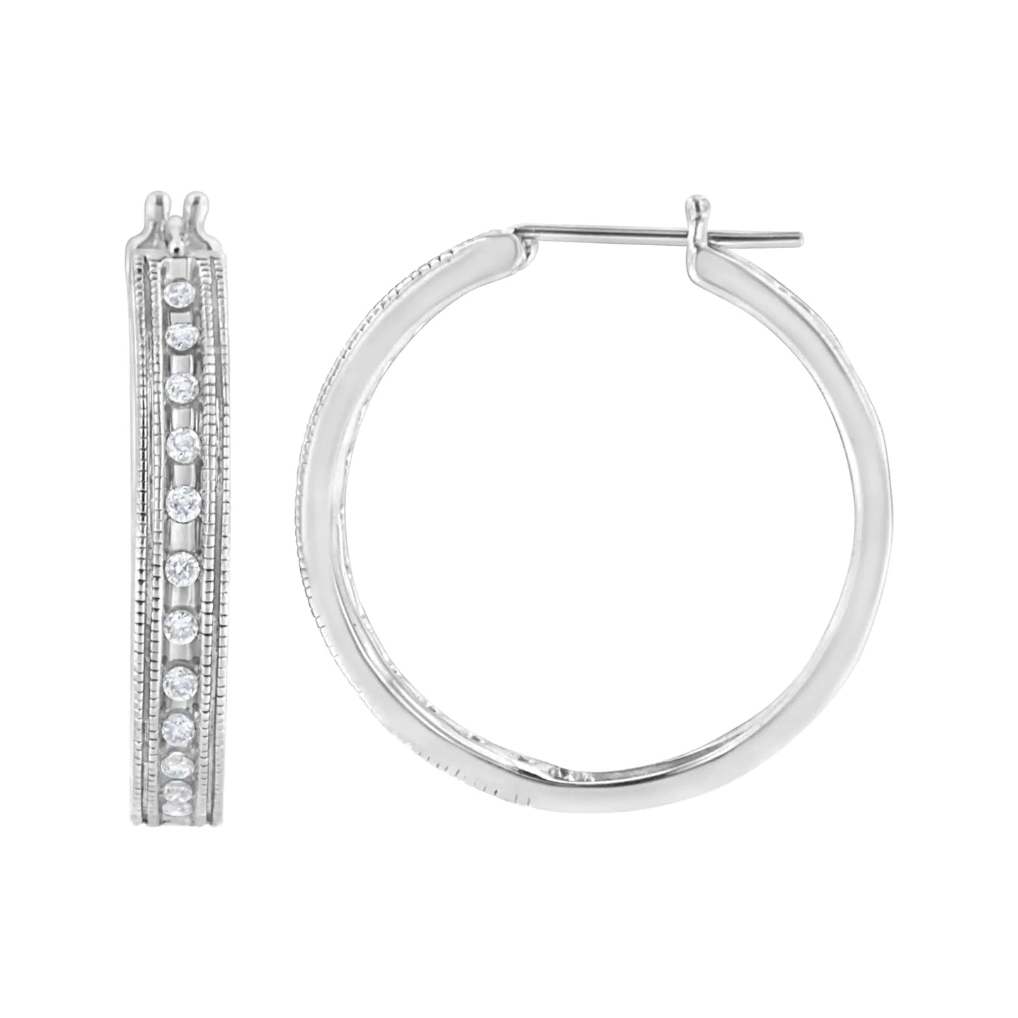 .925 Sterling Silver 1/2 cttw Lab Grown Diamond Hoop Earring (F-G Color, VS2-SI1 Clarity) WEM Support (www.WEM.support)