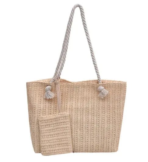 Straw Shoulder Tote Bag - Catch Cards