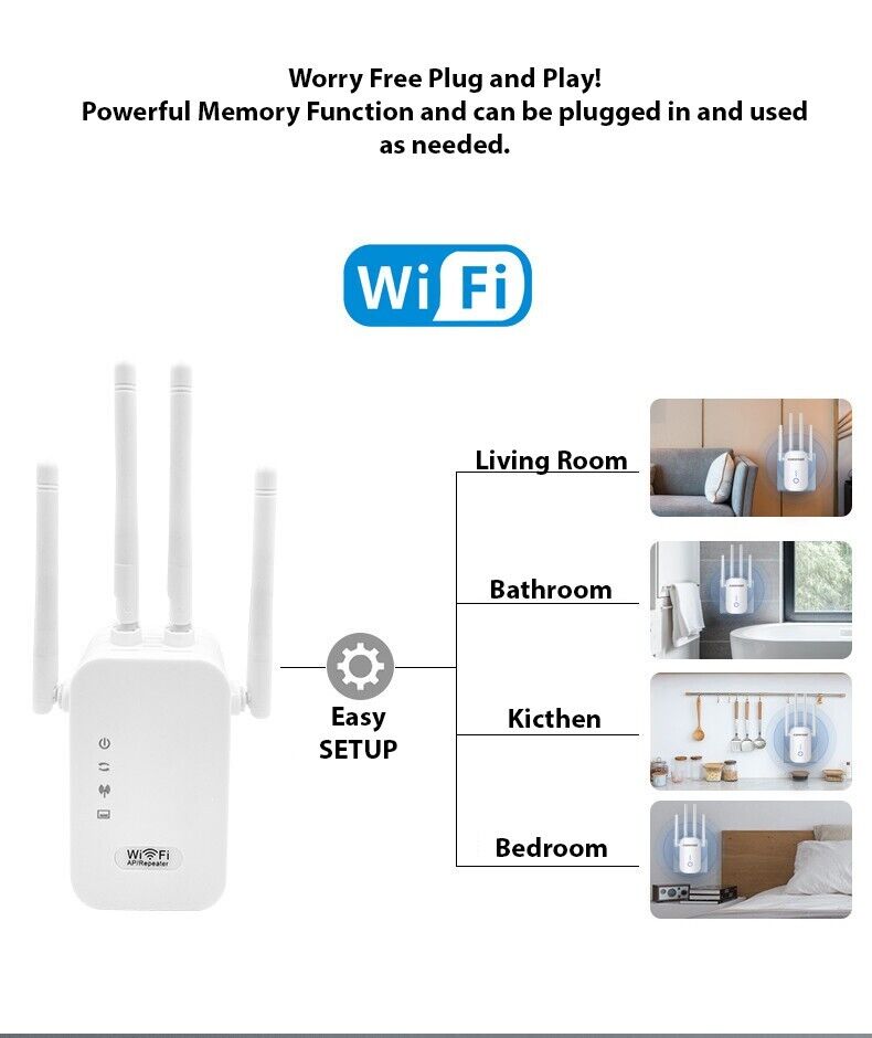 WiFi rækkeviddeforlænger Internetforstærker Netværksrouter Trådløs signalrepeater |