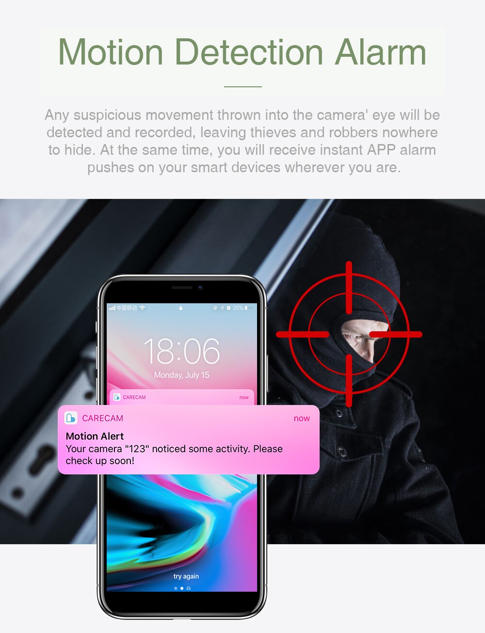 US | 1080P Wireless Night Vision Camera Security with Motion Alert