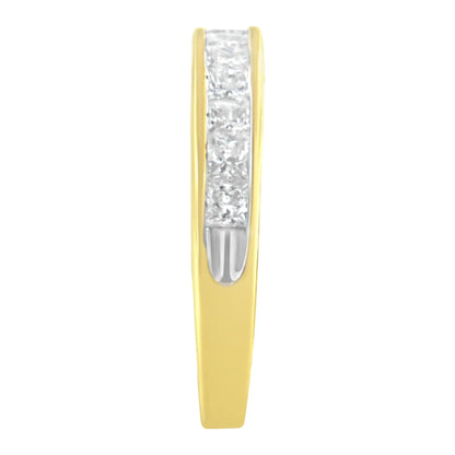 Anillo de oro amarillo de 14 kt con banda de canal de diamantes (1 ct, color HI, claridad SI2-I1)