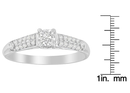 14K hvitt gull rundkuttet diamantring (0,37 cttw, HI Color, SI2-I1 Clarity)