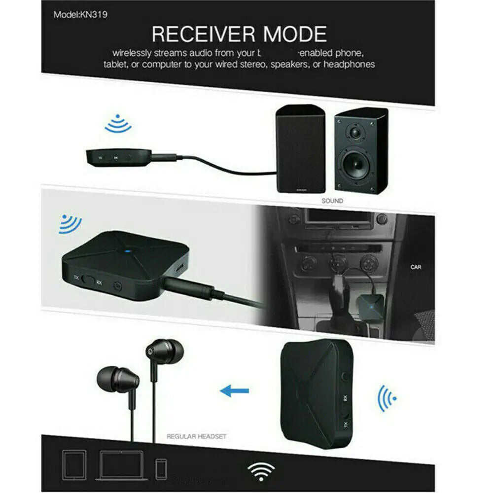 2in1 Bluetooth Transmitter Receiver Wireless Adapter TV Home Stereo A2DP Audio