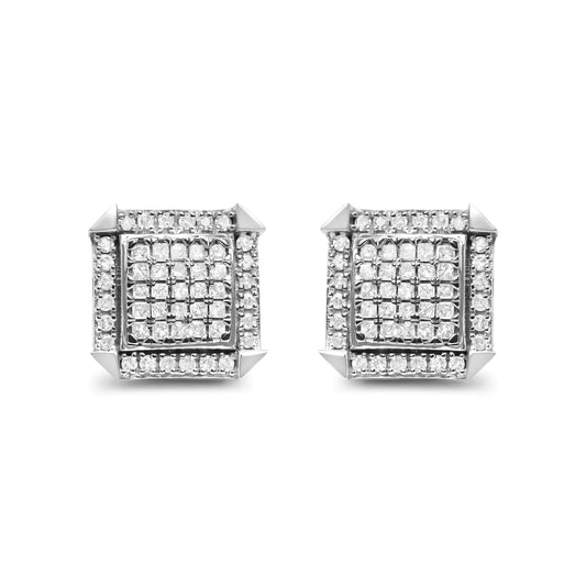 10K White Gold 1.0 Cttw Diamond  Composite with Halo Stud Earrings (H-I Color, I1-I2 Clarity)