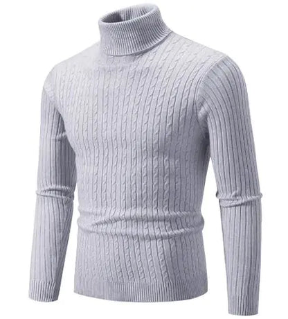 Strikket genser med turtleneck for menn