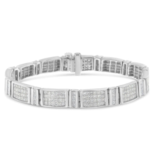 14K White Gold 7.0 Cttw Princess Cut Diamond 7" Alternating Vertical and Horizontal Rectangular Link Tennis Bracelet (H-I Color, SI2-I1 Clarity)