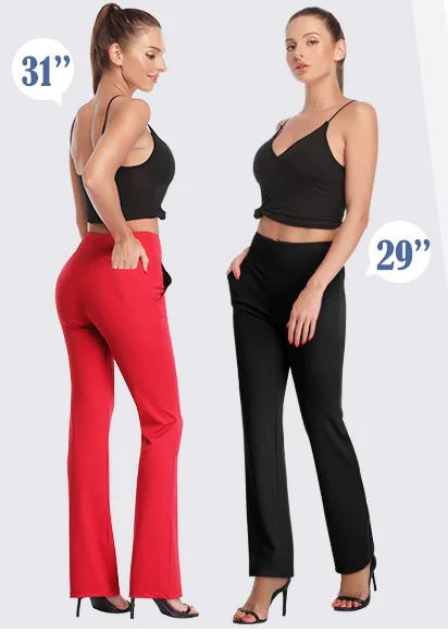 Pantalones acampanados de punto para mujer con bolsillos laterales