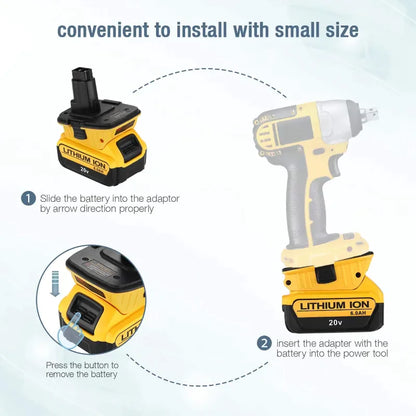 Adaptador convertidor DCA1820 de 2 x 18 V a 20 V máx. para batería de iones de litio DEWALT de 20 voltios