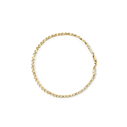 10K Yellow Gold 1.00 Cttw Round-Cut Diamond Link Bracelet (I-J Color, I3-Promo Clarity) - Size 7"