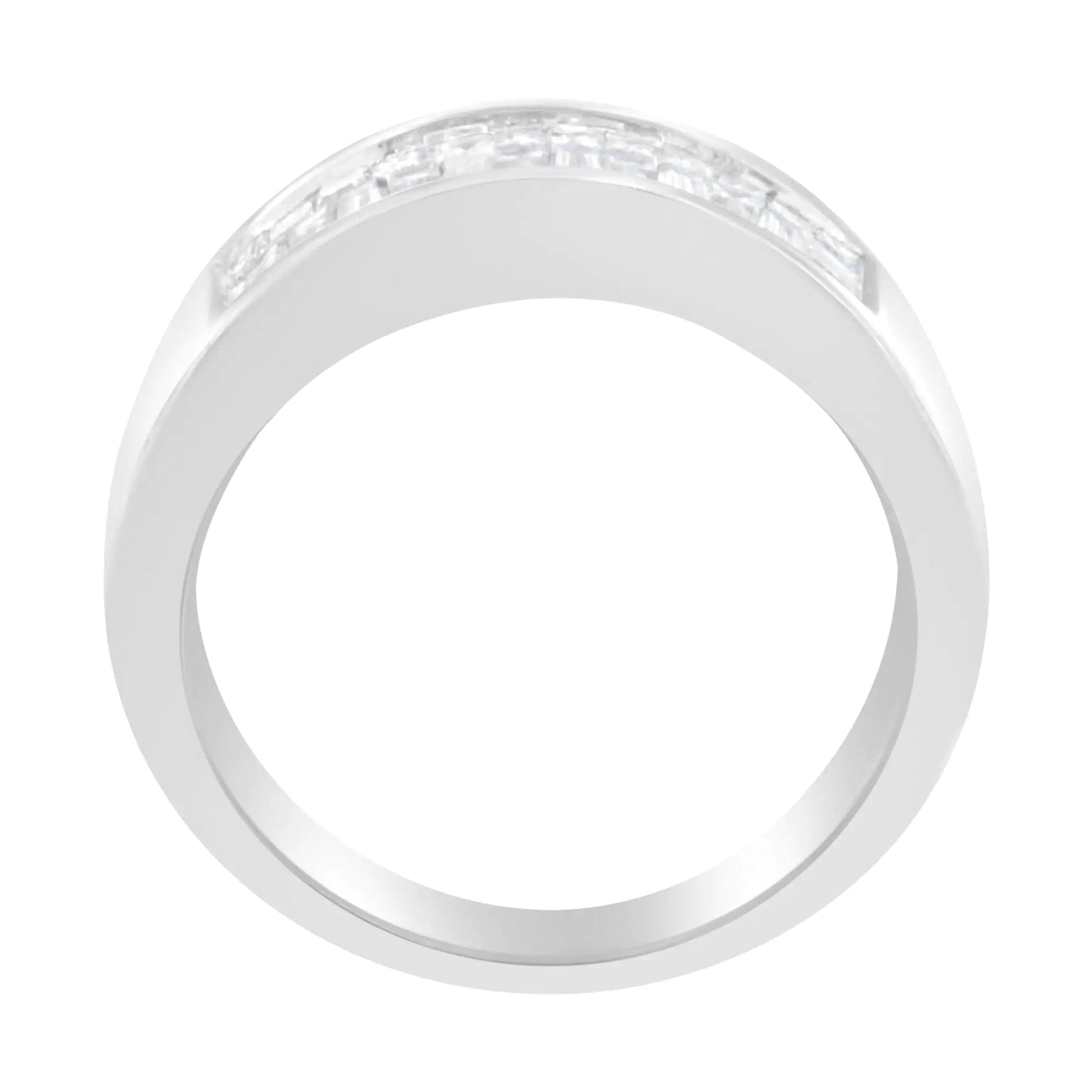 14K hvitt gull prinsesse og bagettslipt diamantring (1,0 Cttw, HI Color, VS2-SI1 klarhet)