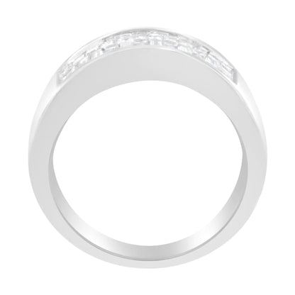 14K hvitt gull prinsesse og bagettslipt diamantring (1,0 Cttw, HI Color, VS2-SI1 klarhet)