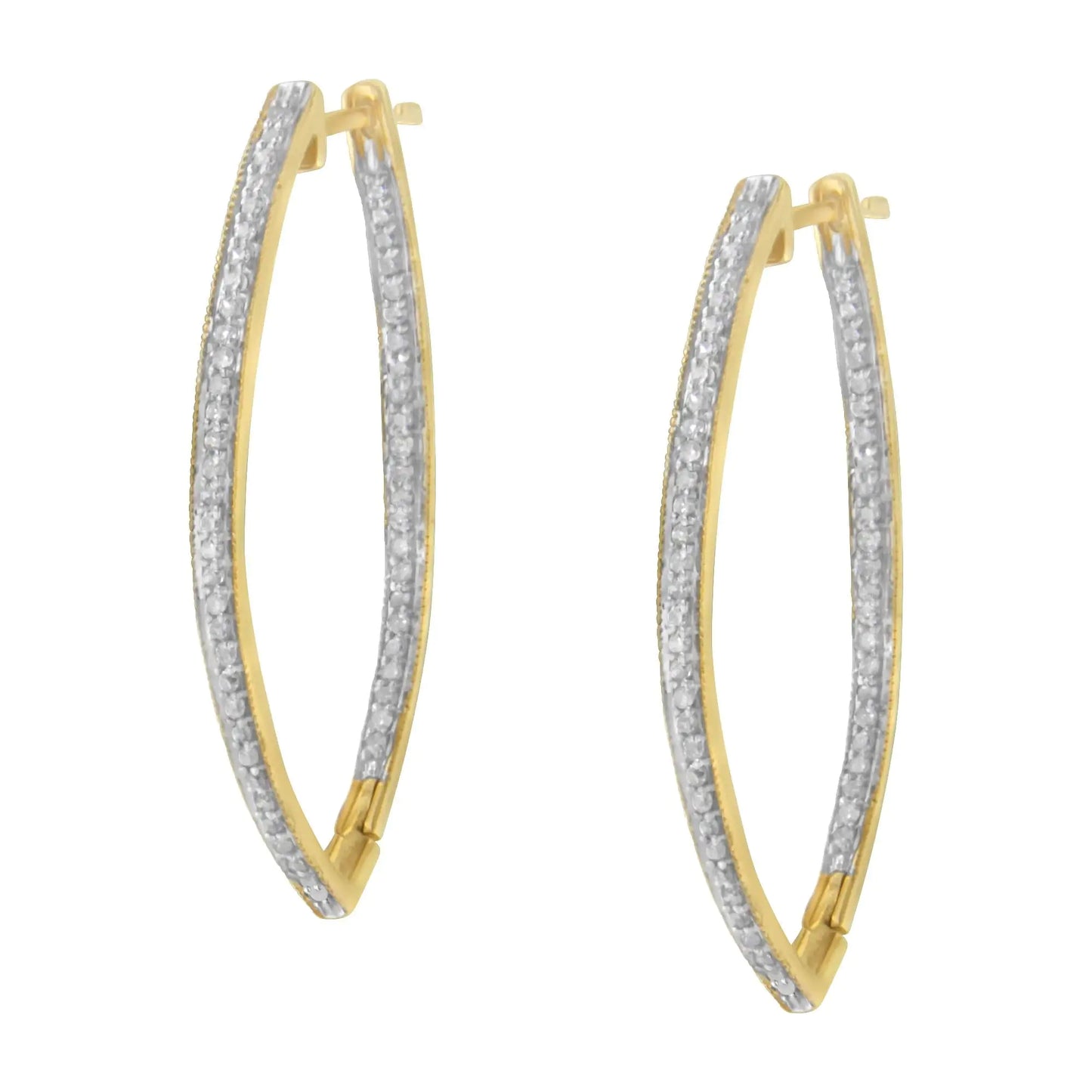 Aretes de oro amarillo de 10 k con diamantes de talla redonda (1 ct, color IJ, claridad I2-I3)