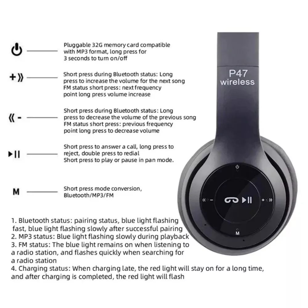 US | Bluetooth 5.0 Foldable Over-Ear Headset