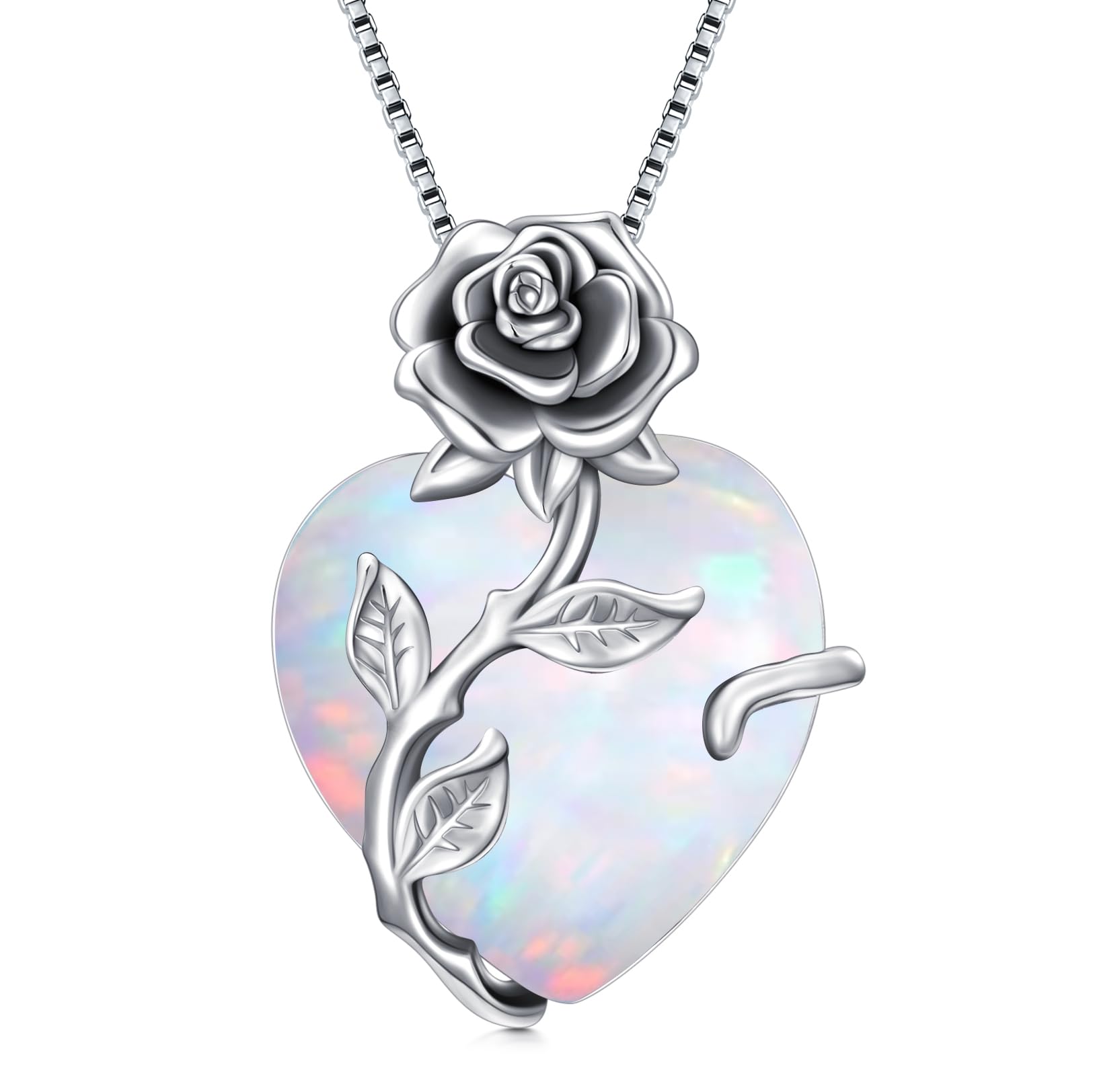 Silberhalskette Herz mit Opal