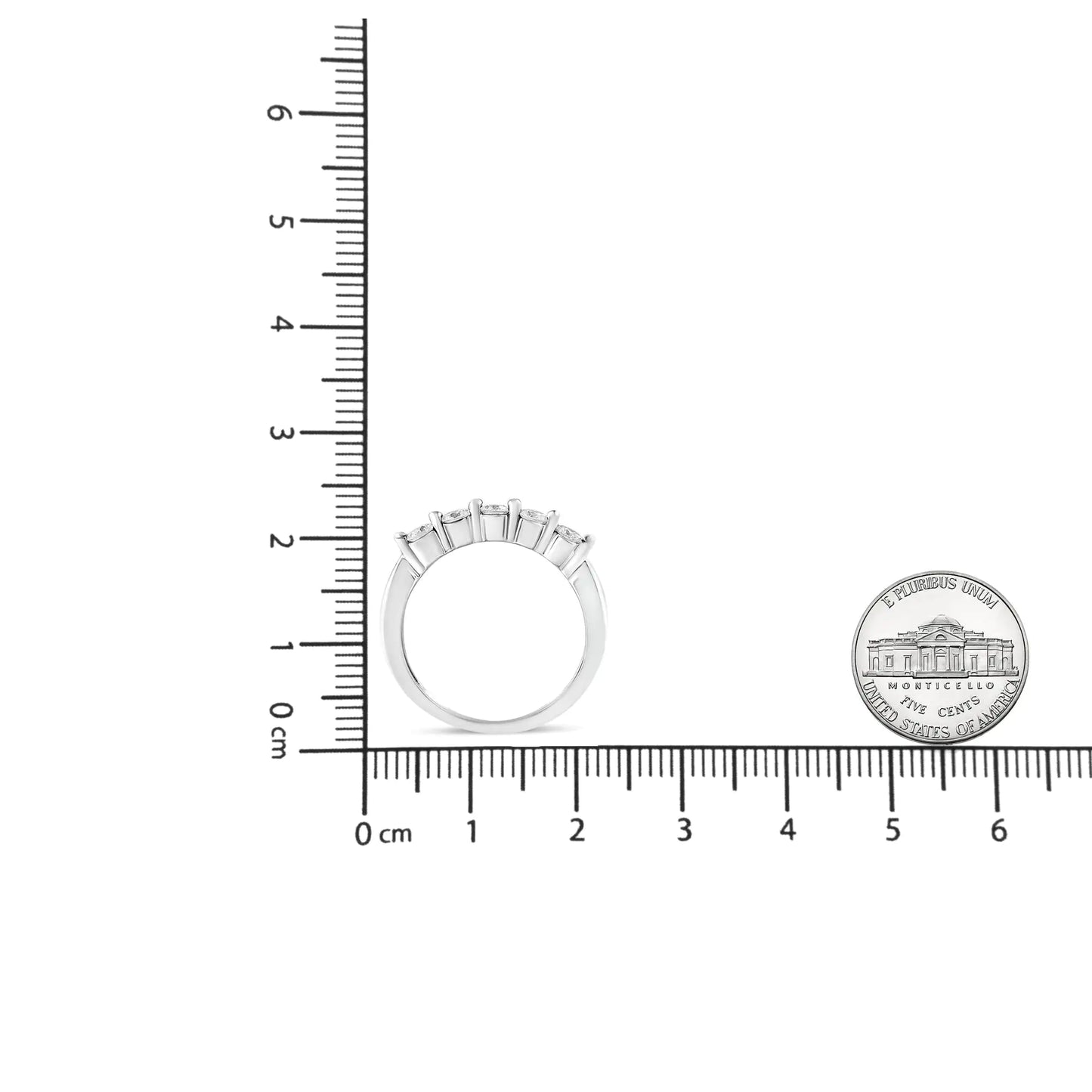 14K hvitt gull 1/2 Cttw rundkuttet 5-steins diamantring (HI farge, SI1-SI2 klarhet)