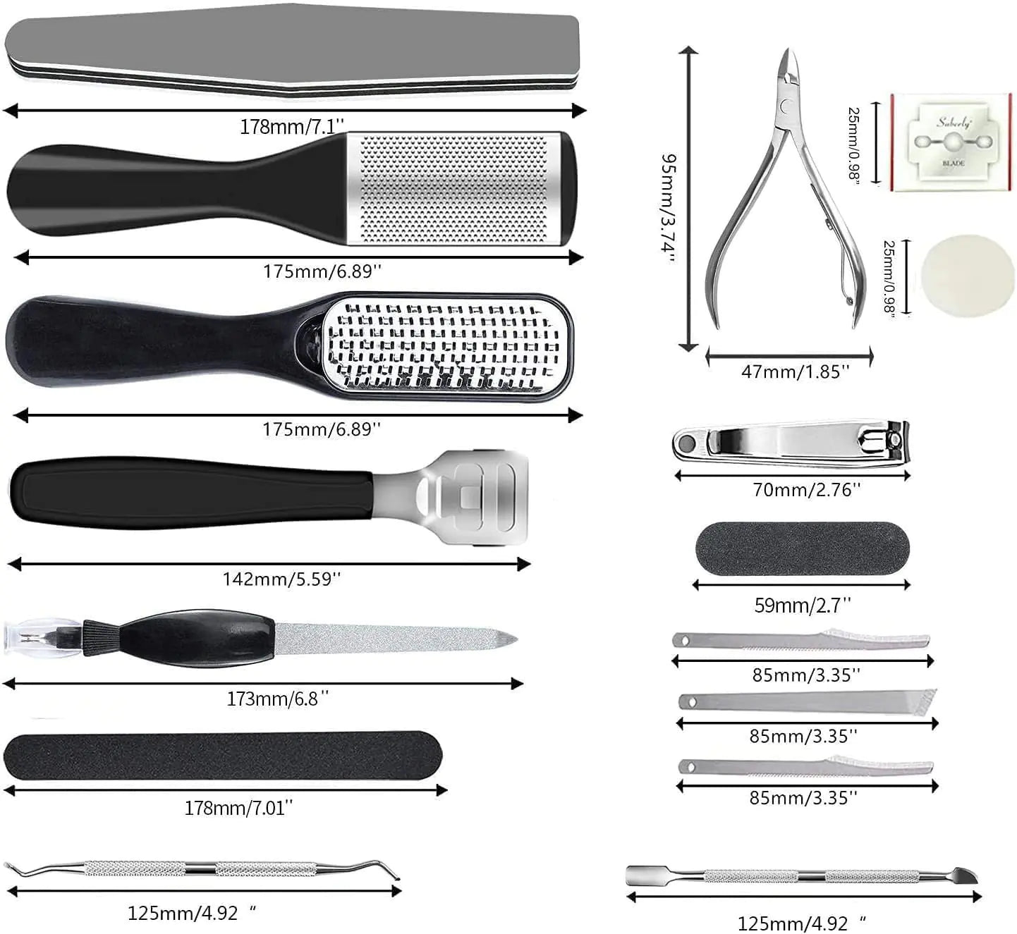 修脚套装，36 合 1 足部护理工具不锈钢脚锉死皮去除器适用于家庭和旅行…黑色和银色