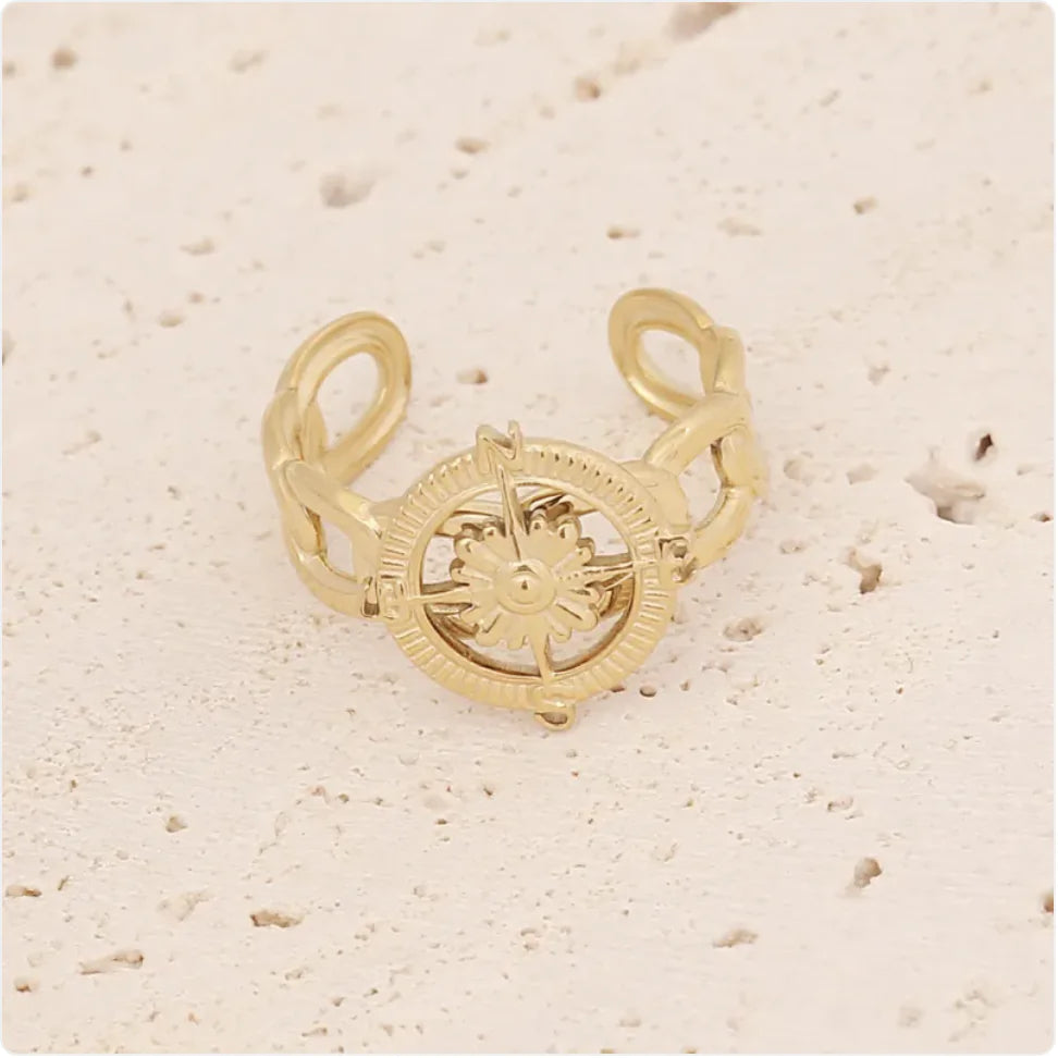 Women's Star & Moon Stainless Steel Ring