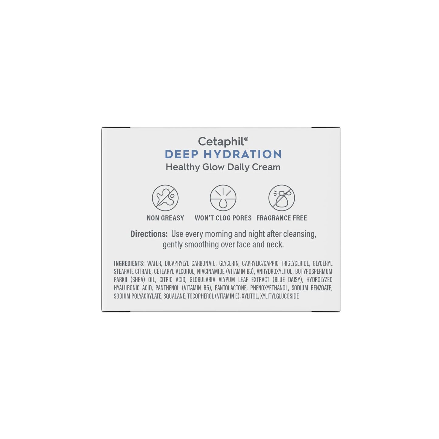 Cetaphil Deep Hydration Healthy Glow Daily Face Cream, 1,7 oz, 48 timers tørr hud ansiktsfuktighetskrem for sensitiv hud, med hyaluronsyre, vitamin E og vitamin B5 uparfymert 1,7 unse (pakke med 1) 