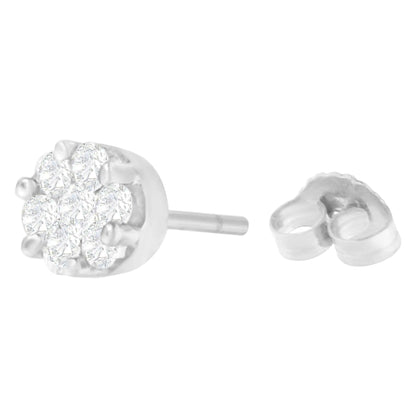 Aretes de oro blanco de 14 quilates con diamantes redondos de 3/4 ct (GH, SI2-I1)