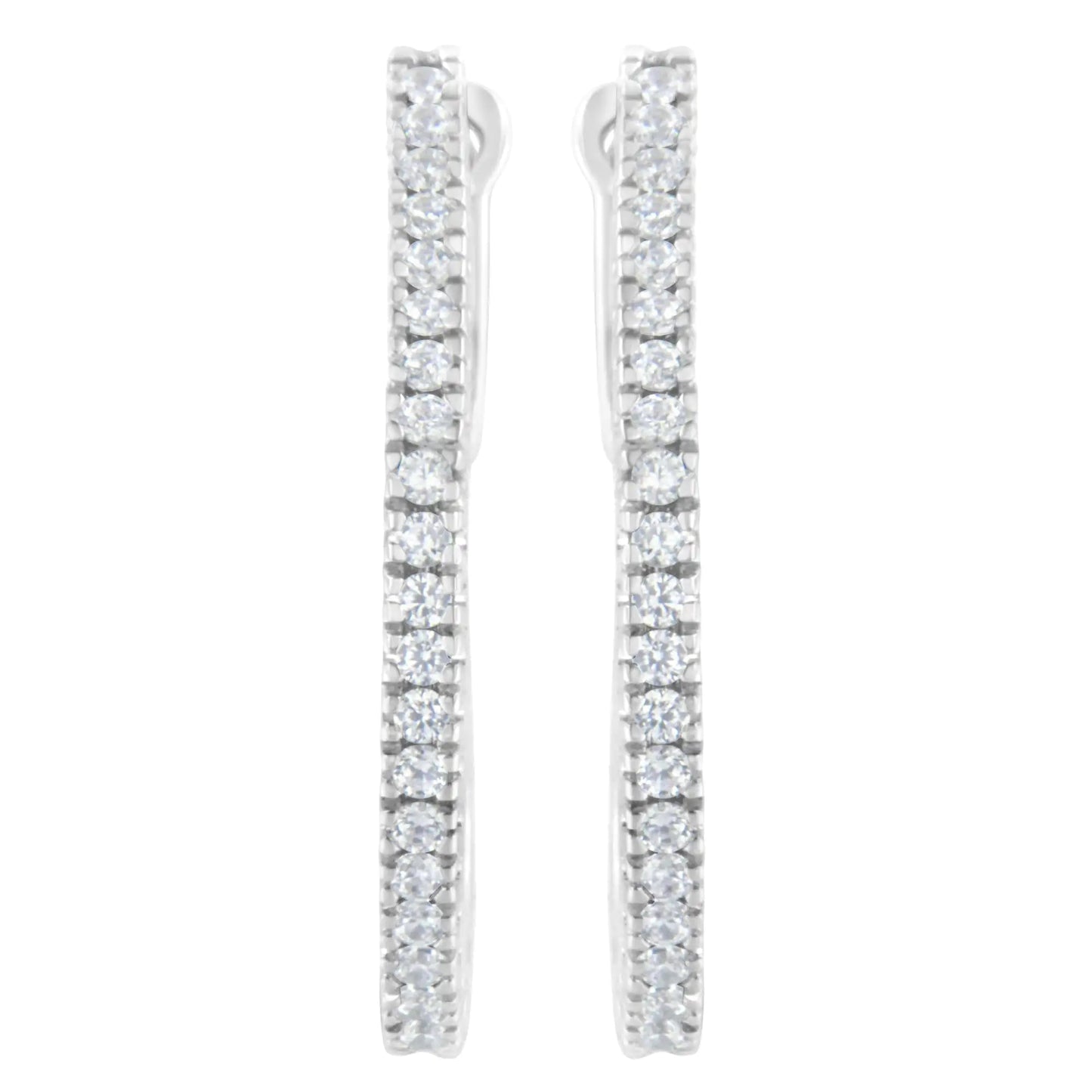 10KT White Gold 1/2 cttw Diamond Hoop Earrings (I-J, I2-I3)