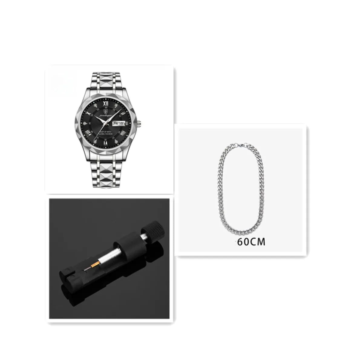 Men's Waterproof Double Calendar Luminous Quartz Watch