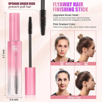 Juukseviimistluspulk, 2tk Juukseripsmetušš Flyaway Tamerile, Fly Away Hair Tamer Stick juuste läike suurendamiseks, Kortsumisvastane Katkised juuksed Baby Hair Flash Moment Flyaway Stick, Mitterasvane (roosa) Samnyte 0,35 Fl Oz (2 tk) Roosa