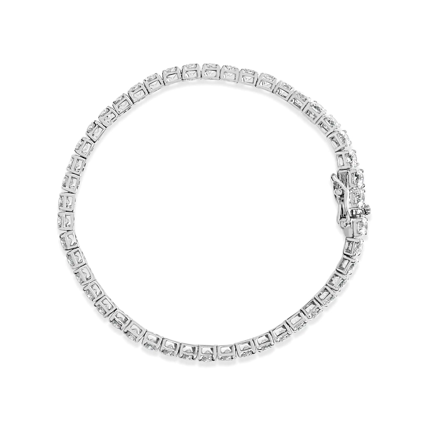 10K White Gold 10.00 Cttw Prong Set Lab Grown Round Diamond Classic Tennis Bracelet (F-G Color, VS2-SI1 Clarity) - 7.25"