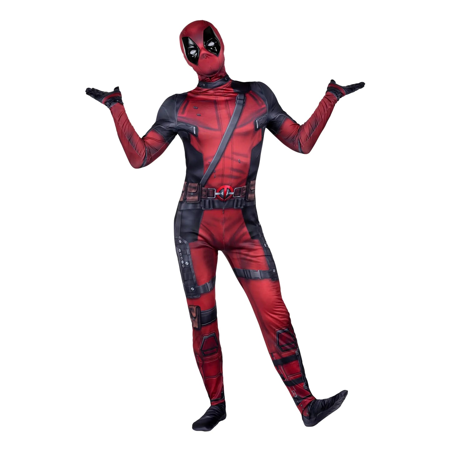 MARVEL Deadpool Official Adult Deluxe Zentai Halloween Costume - Stretch Spandex with Wrist Slits Extra Small