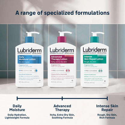 Lubriderm Advanced Therapy niisutav käte- ja kehakreem + pro-ceramiid E-vitamiini ja provitamiini B5-ga, mitterasvane, lõhnaaineteta, intensiivne niisutus sügelevale, eriti kuivale nahale, 32 FL OZ 