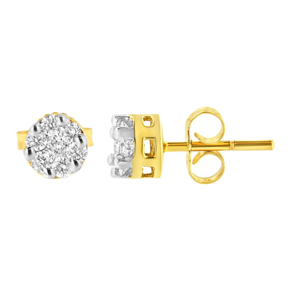 Aretes de oro amarillo de 14 quilates con diamantes de talla redonda de 1/2 ct (HI, SI2-I1)