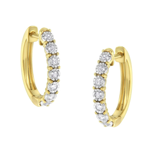 Aros de diamantes en oro bicolor de 10 quilates (1/4 ct, color JK, claridad I2-I3)