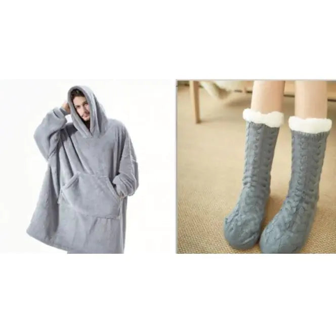 Comfortable Loose Double-Sided Fleece Thicker Wearable Blanket