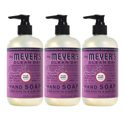 Mrs. Meyers Clean Day flytende håndsåpe, Cruelty Free og biologisk nedbrytbar formel, plommebærduft, 12,5 oz- Pakke med 3 37,5 Fl Oz (pakke med 1)