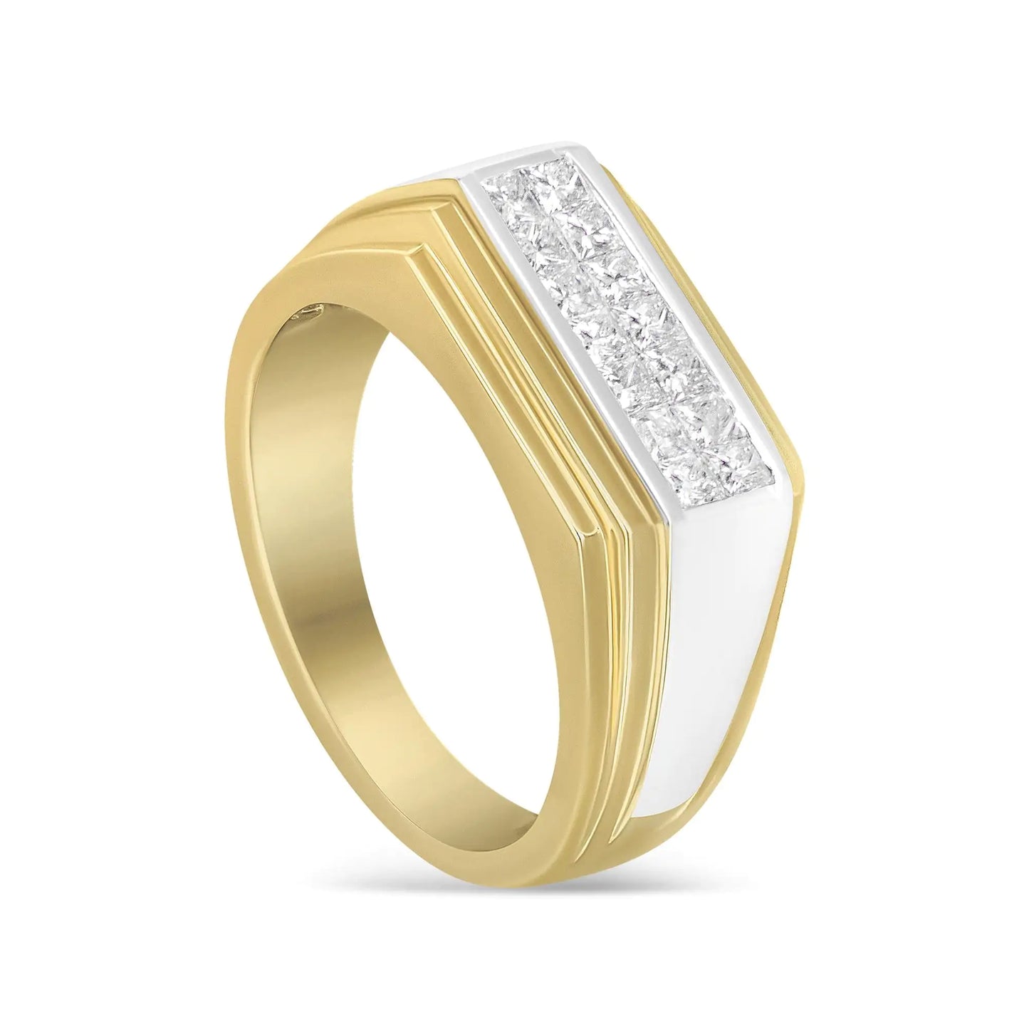 14K kollane ja valge kuld 1,00 Cttw Princess-Cut Diamond Modern Gent's Band (GH värv, SI1-SI2 Selgus) – suurus 10