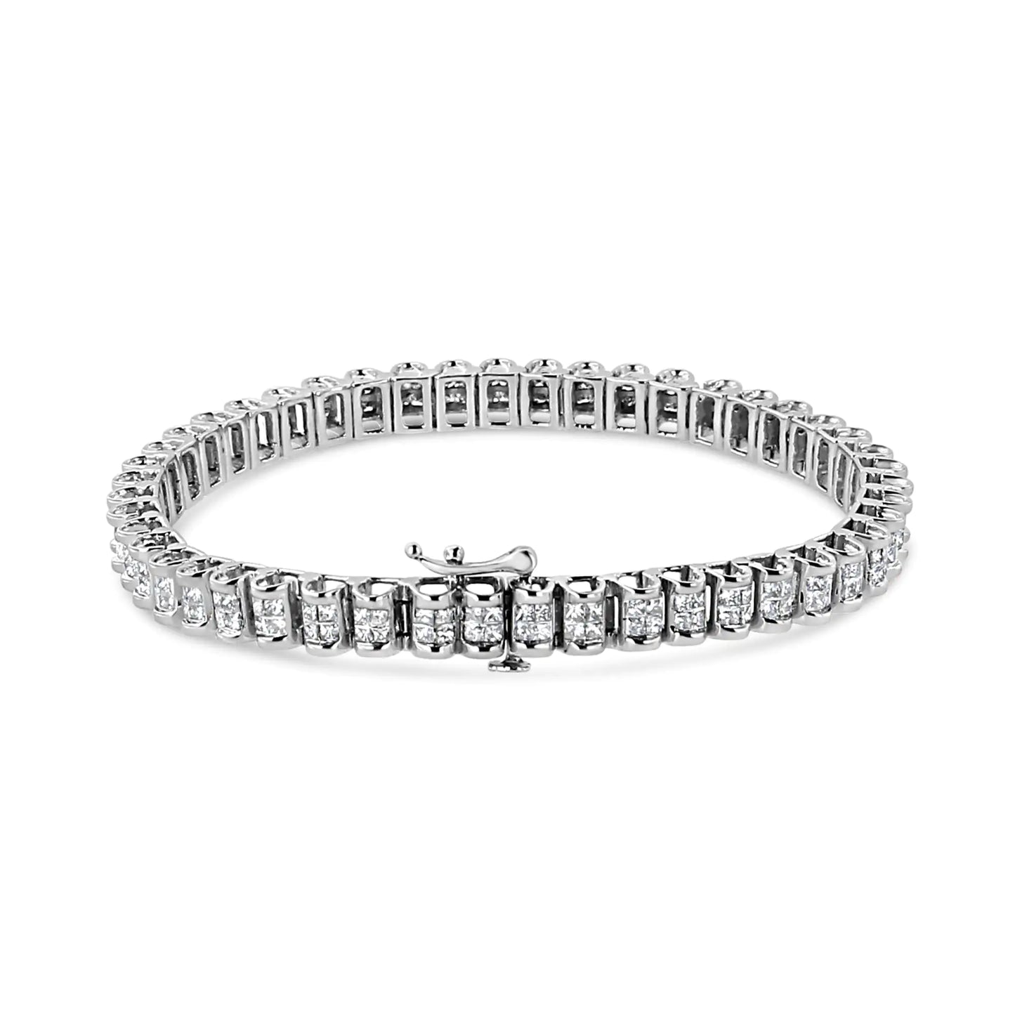 14K hvitt gull 3,00 Cttw Princess Diamond Composite Link tennisarmbånd (IJ-farge, I1-I2 Clarity) - 7,25"