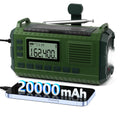 Vejrbestandig Nødradio med Håndsving og Solcelleopladning - AM/FM/NOAA, 20000mAh Power Bank | nødvejrradio