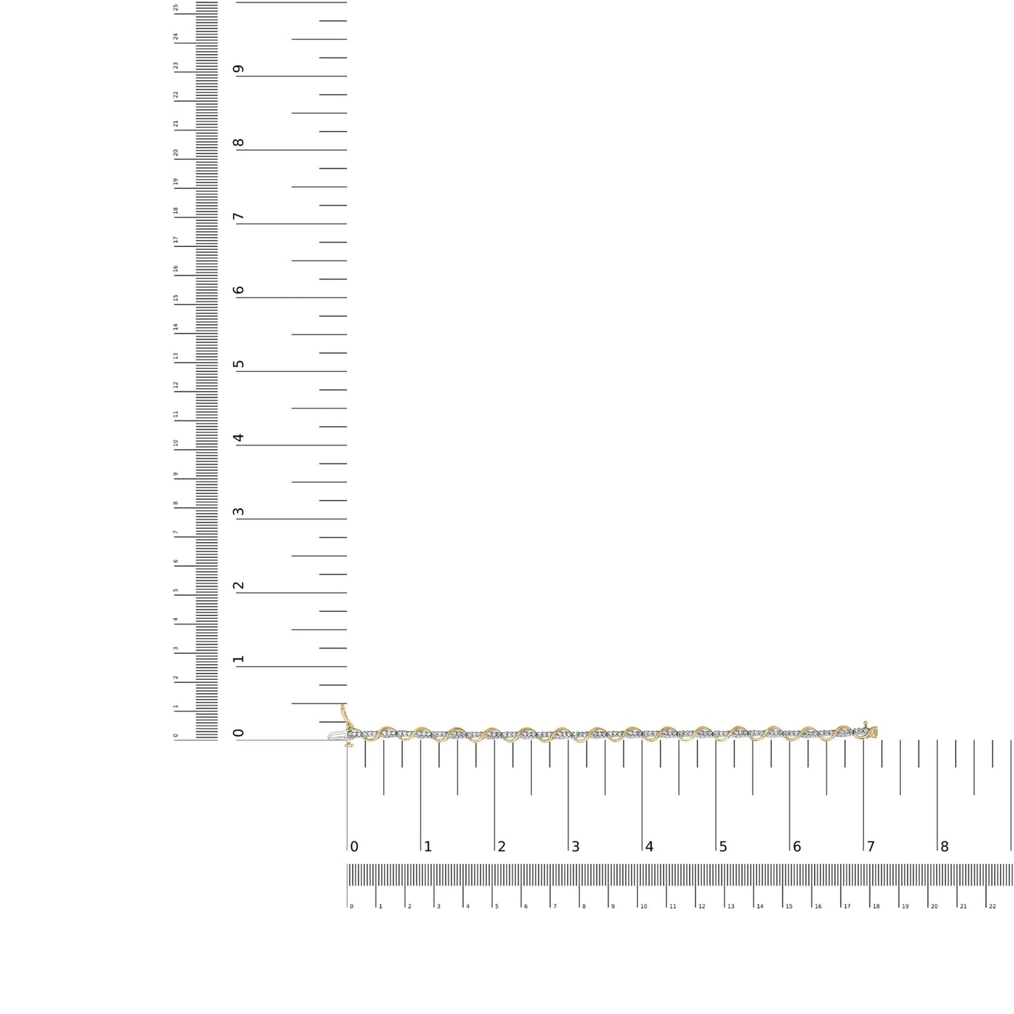 10k kahetooniline kuld, 1/2 Cttw teemantspiraalne lingi peal käevõru (IJ värv, I2-I3 selgus) 7 tolli