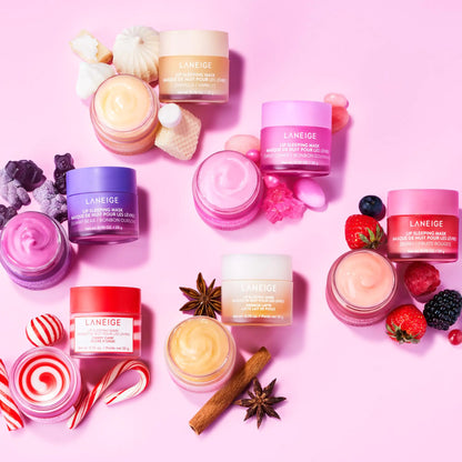 LANEIGE Lip Sleeping Mask: Nourish, Hydrate, Vitamin C, Murumuru & Shea Butter, Antioxidants, Flaky, Dry Lips Candy Cane Swirl