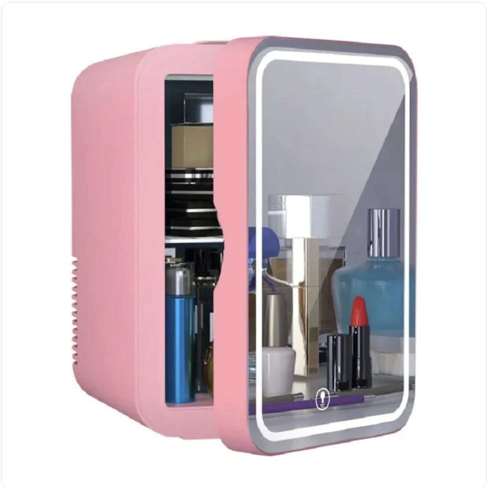 Portable Mini Beauty Fridge with Mirror, 110V