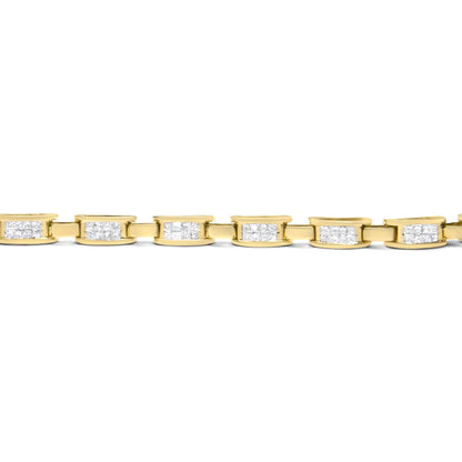 Pulsera Links of Love de oro amarillo de 14 quilates con diamantes de talla princesa (2,00 cts, color HI, claridad SI2-I1)