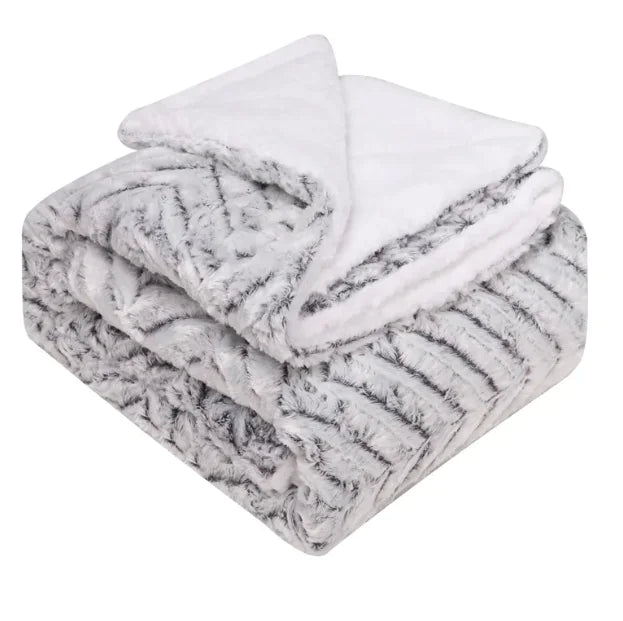 Thickened Flannel & Lamb Wool Double-Sided Blanket