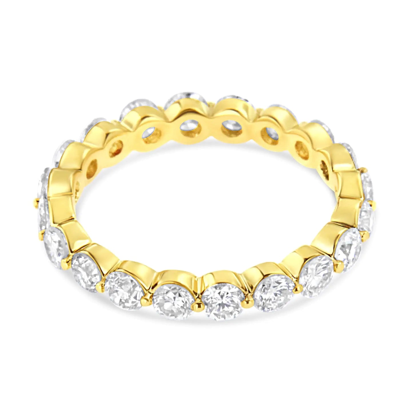 14K kollase kullaga 2.0 Cttw 2 haru komplektiga teemantsõrmus Eternity Band (SI1-SI2 Clarity, IJ Color)