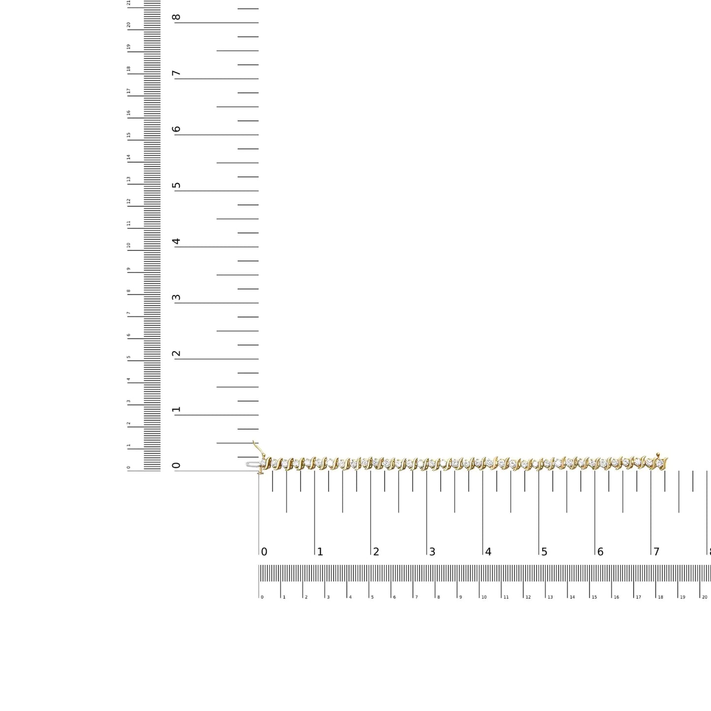 10K kollase kullaga kaetud 0,925 Sterling hõbe 5,00 Cttw teemant S-Link käevõru (KL värv, I2-I3 Clarity) Suurus 7,25"