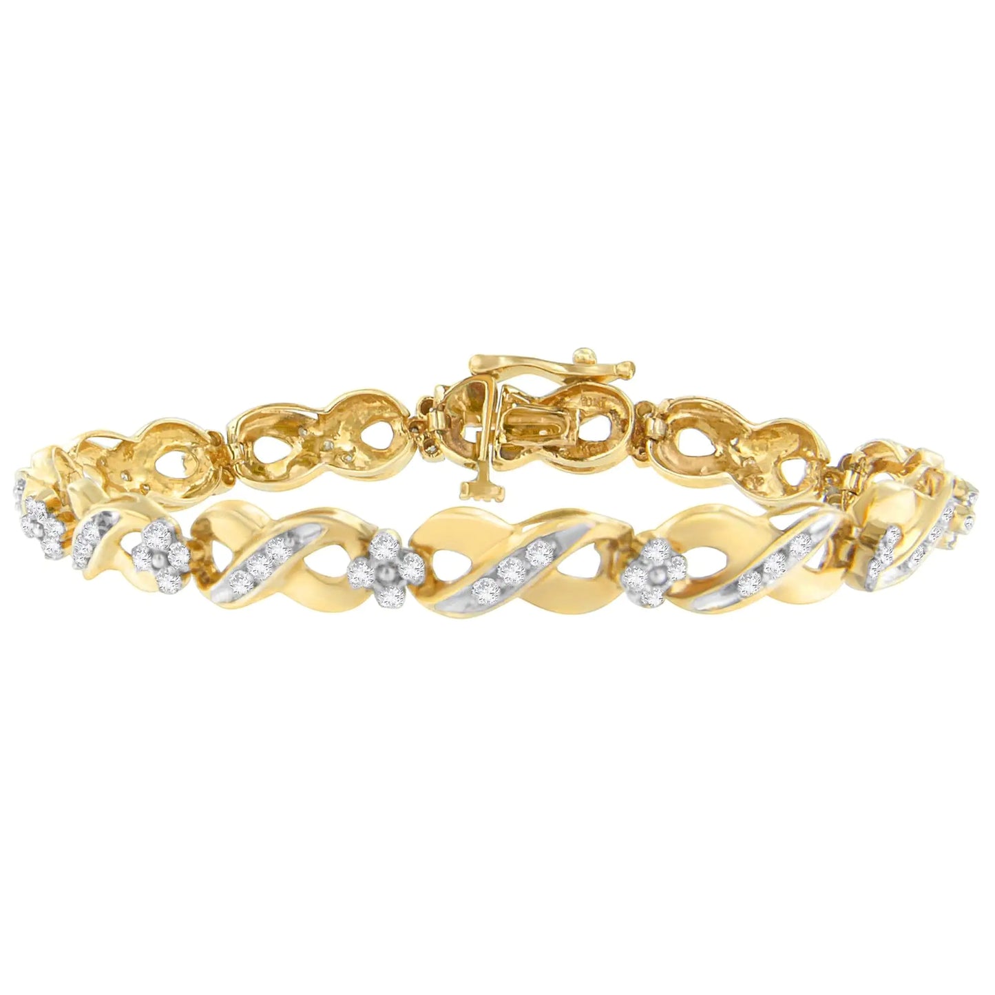 Pulsera "Amor Infinito" de oro amarillo de 14 quilates con diamantes de talla redonda (1,00 ct, color IJ, claridad I2-I3)