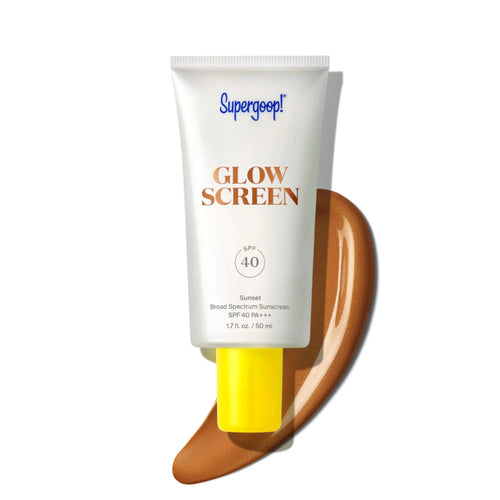 Supergoop! Glowscreen SPF 40, päikeseloojang (sügav pronksi kuma) - 1,7 fl untsi - Glowy Primer + laia spektriga päikesekaitsekreem - Aitab filtreerida sinist valgust - suurendab niiskust koos hüaluroonhappe, B5-vitamiini ja niatsiinamiidiga 