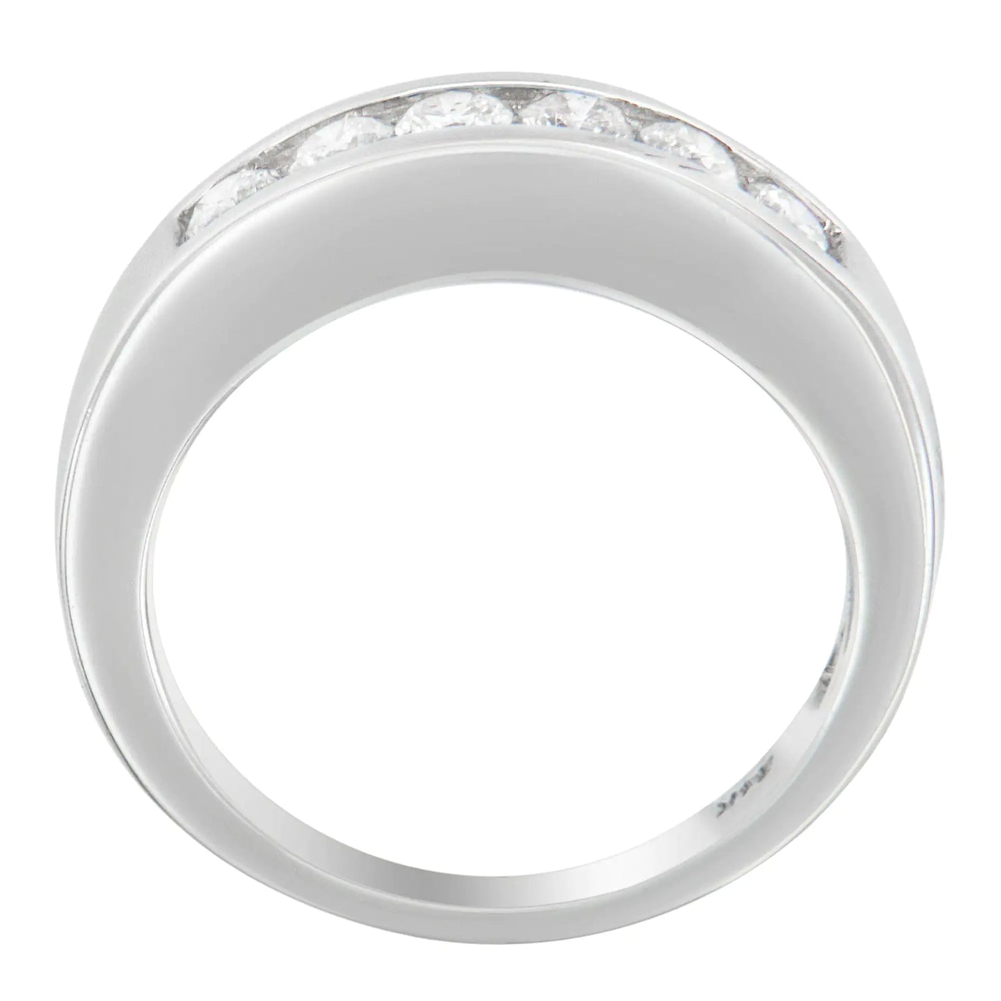 Anillo de oro blanco de 14 quilates con banda de canal de diamantes de 3/4 ct (HI, I1-I2)