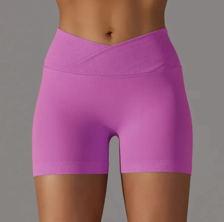 Pantalones cortos sencillos de cintura alta para mujer